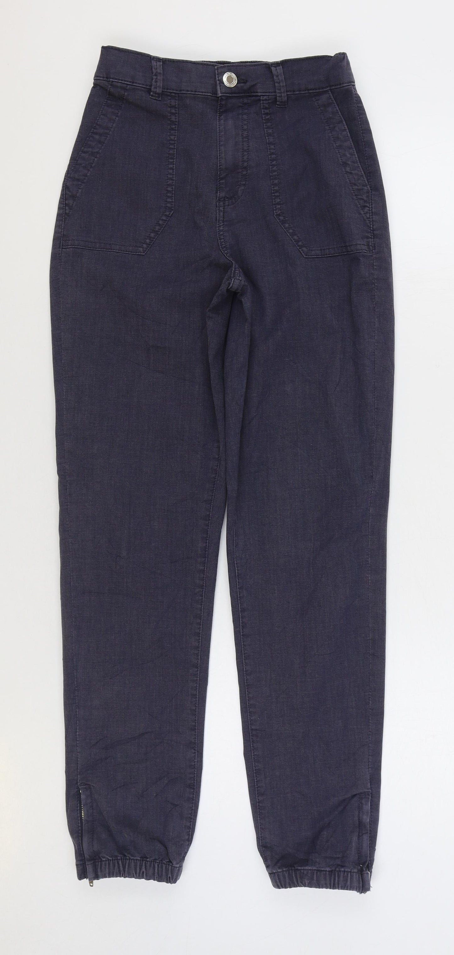 Marks and Spencer Womens Blue Cotton Jogger Trousers Size 8 L28 in Regular
