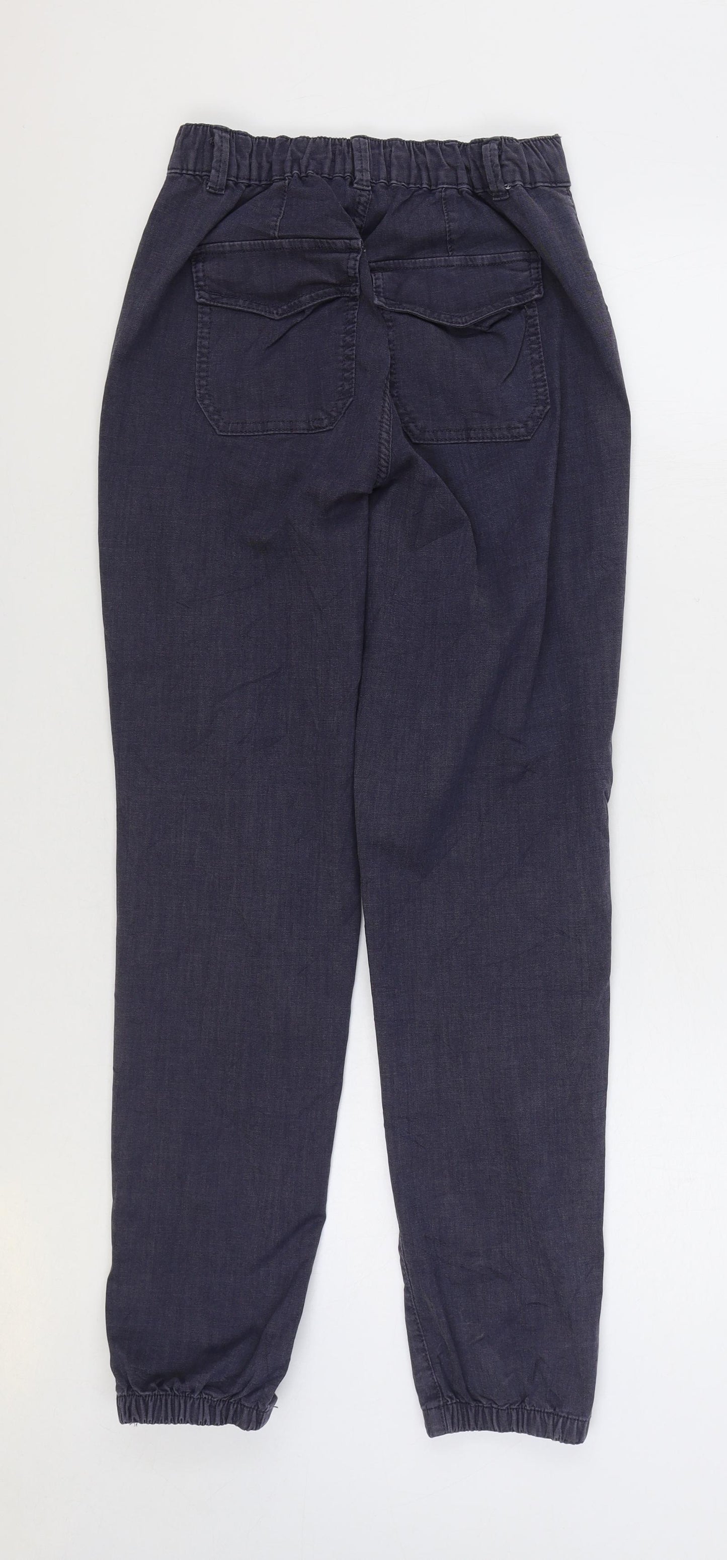Marks and Spencer Womens Blue Cotton Jogger Trousers Size 8 L28 in Regular