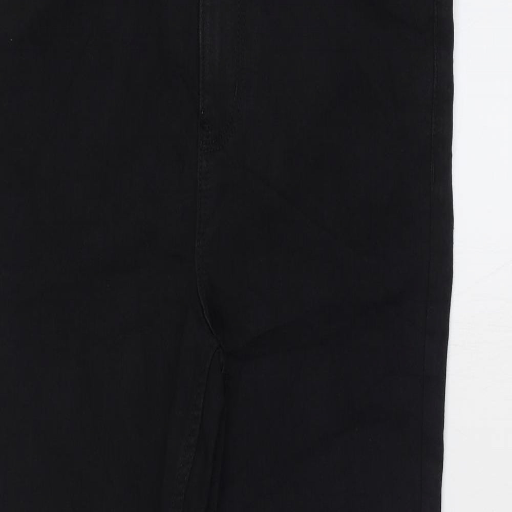 Marks and Spencer Womens Black Cotton Flared Jeans Size 10 L25 in Slim Zip
