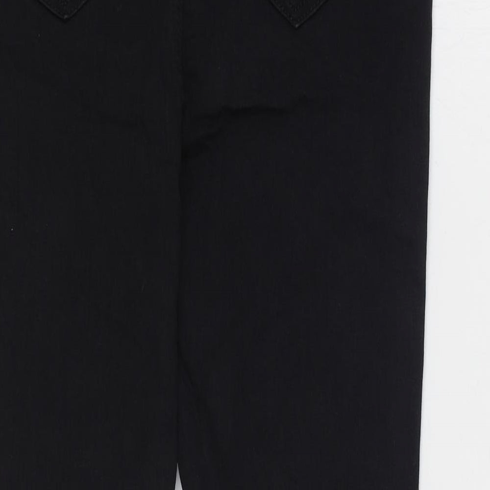 Marks and Spencer Womens Black Cotton Flared Jeans Size 10 L25 in Slim Zip