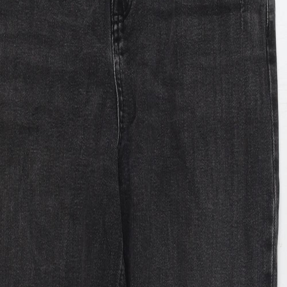 Marks and Spencer Womens Black Cotton Straight Jeans Size 14 L28 in Regular Zip