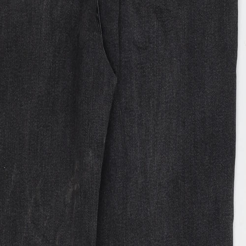 Marks and Spencer Womens Black Cotton Straight Jeans Size 14 L28 in Regular Zip