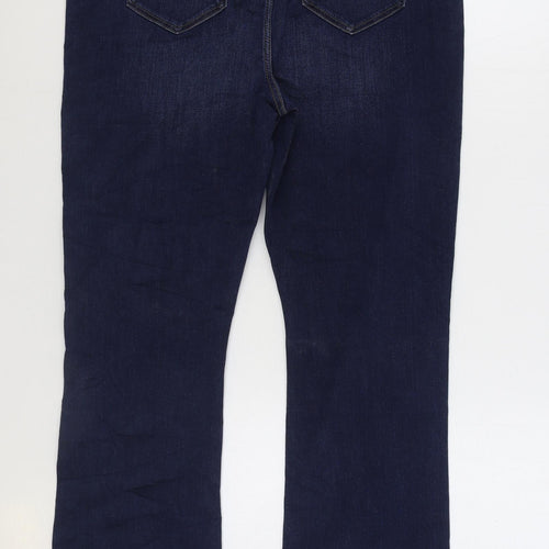 Marks and Spencer Womens Blue Cotton Flared Jeans Size 18 L31 in Slim Zip