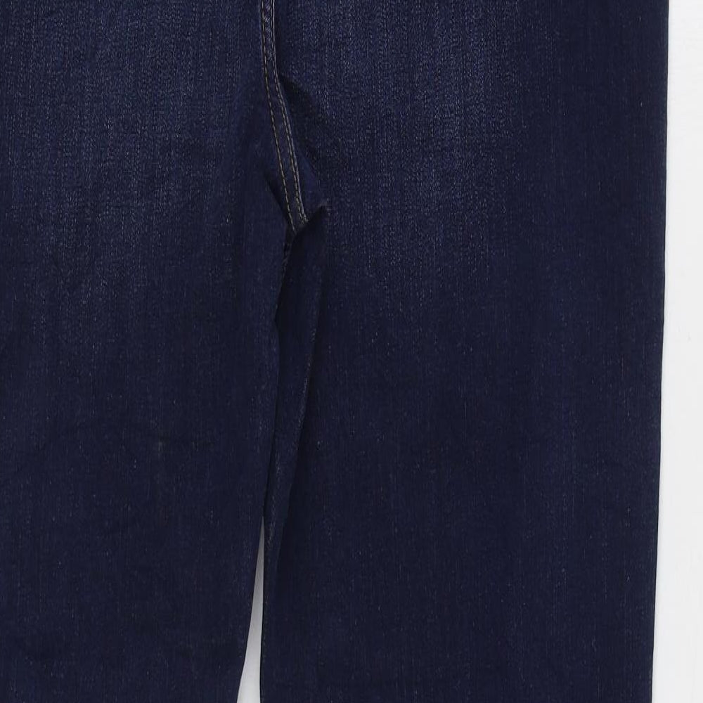Marks and Spencer Womens Blue Cotton Flared Jeans Size 18 L31 in Slim Zip