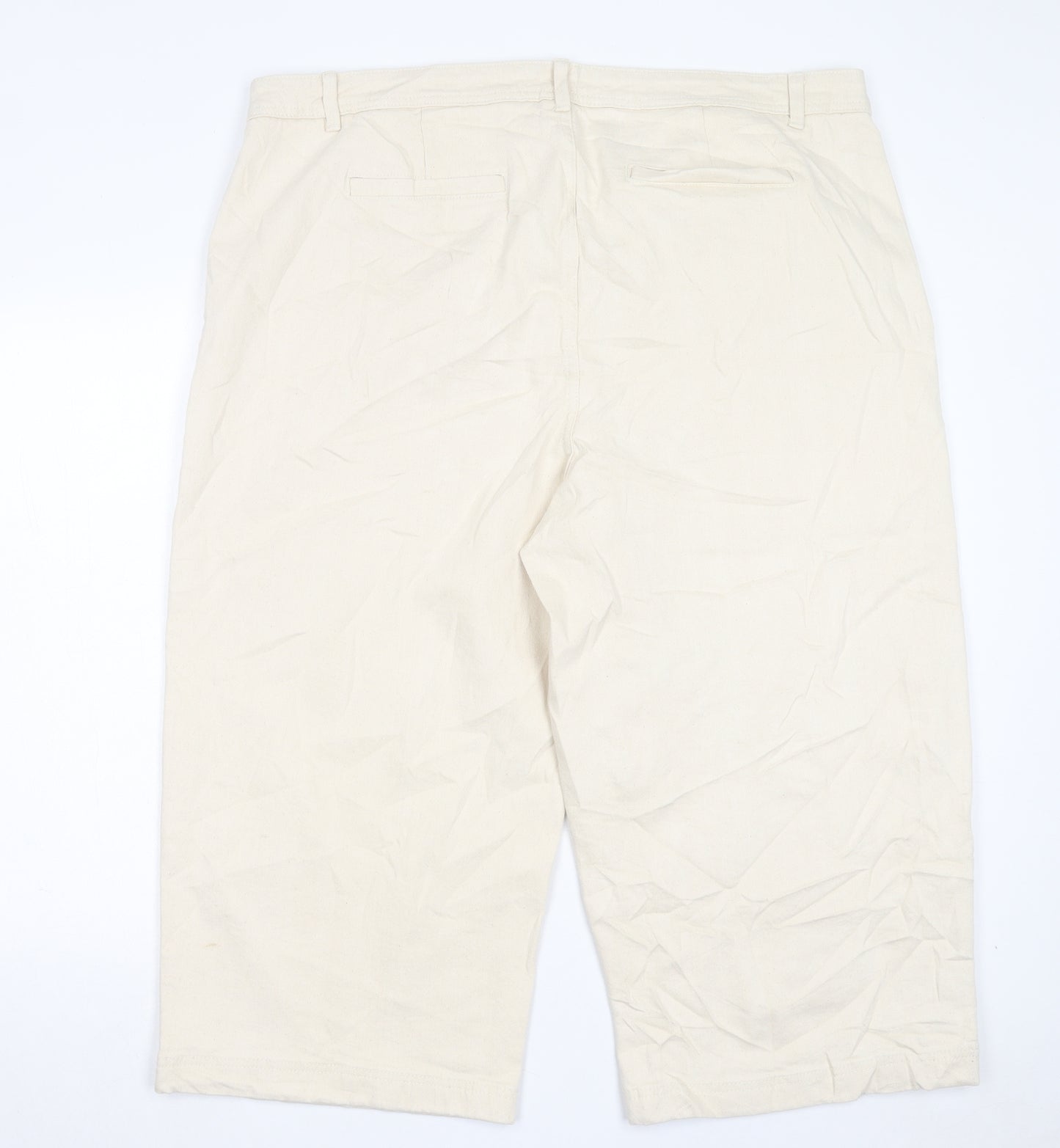 Marks and Spencer Womens Beige Cotton Wide-Leg Jeans Size 24 L22 in Regular Button