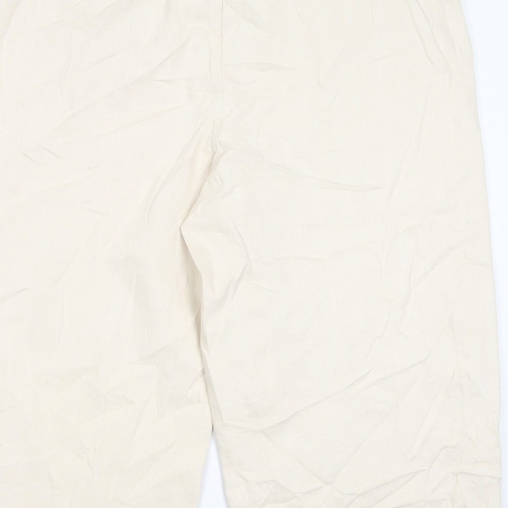 Marks and Spencer Womens Beige Cotton Wide-Leg Jeans Size 24 L22 in Regular Button