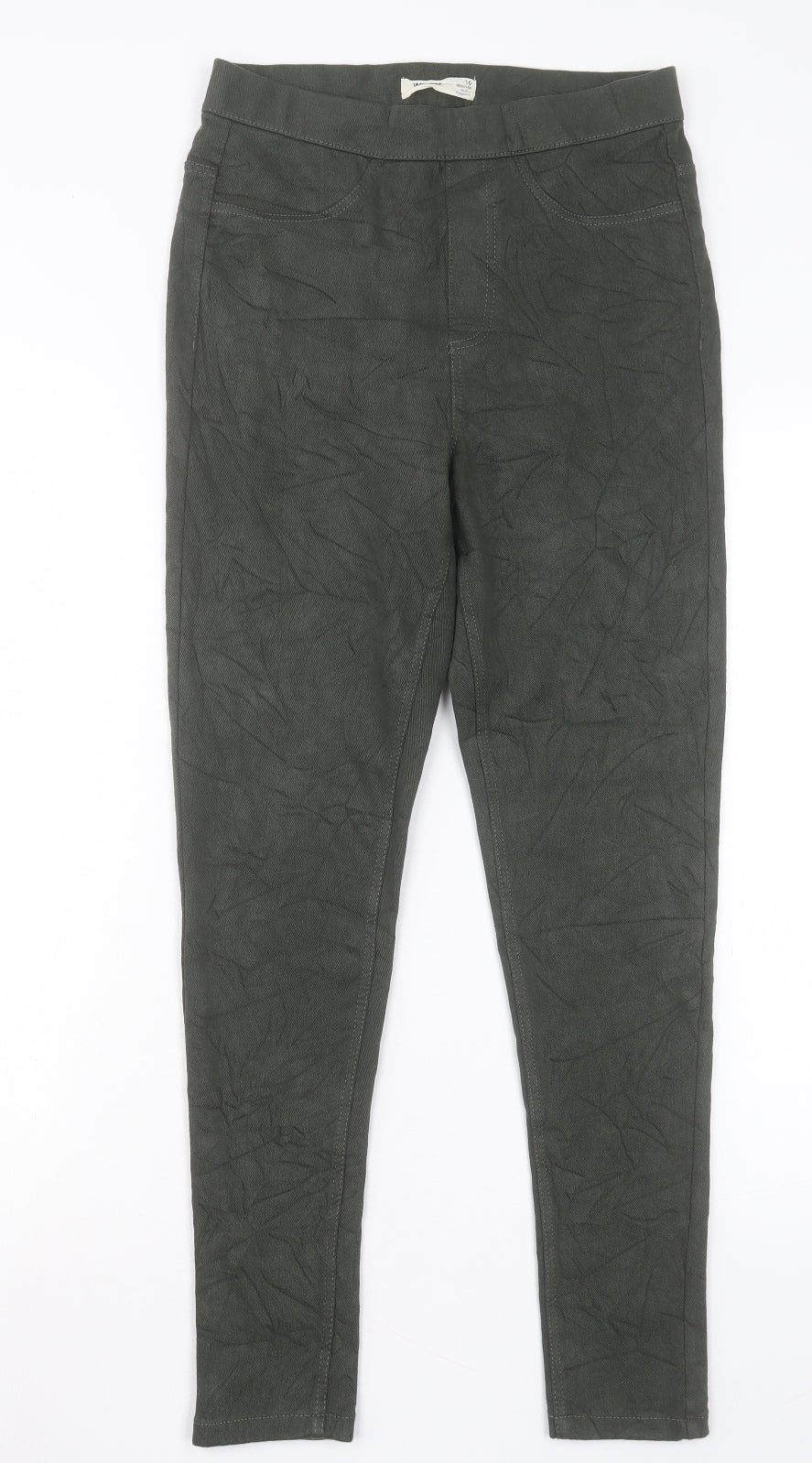Marks and Spencer Womens Green Cotton Jegging Trousers Size 10 L27 in Regular