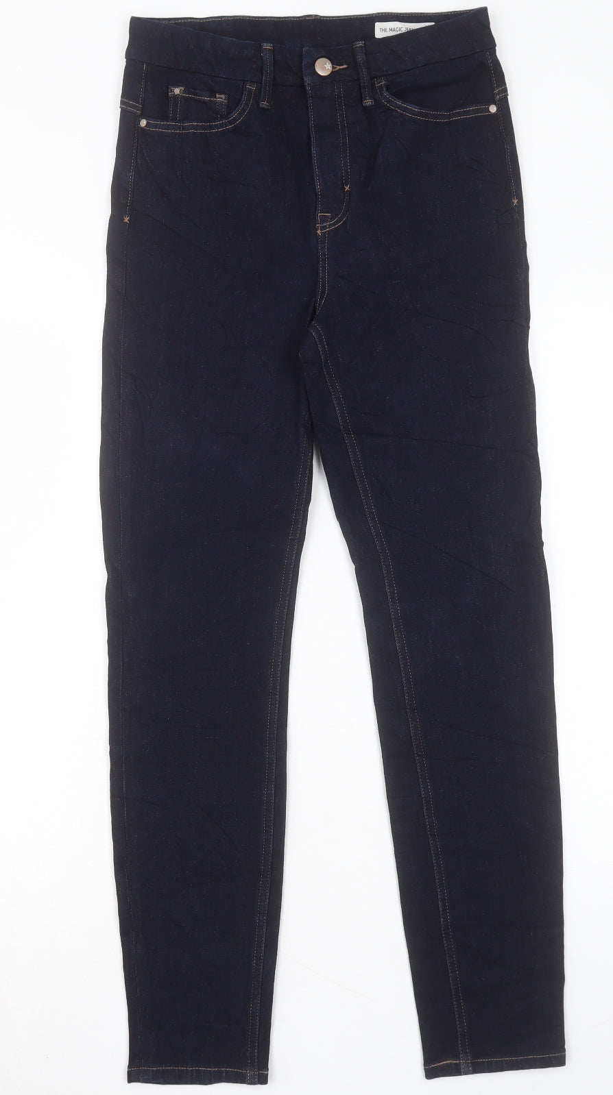 Marks and Spencer Womens Blue Cotton Straight Jeans Size 10 L29 in Regular Button