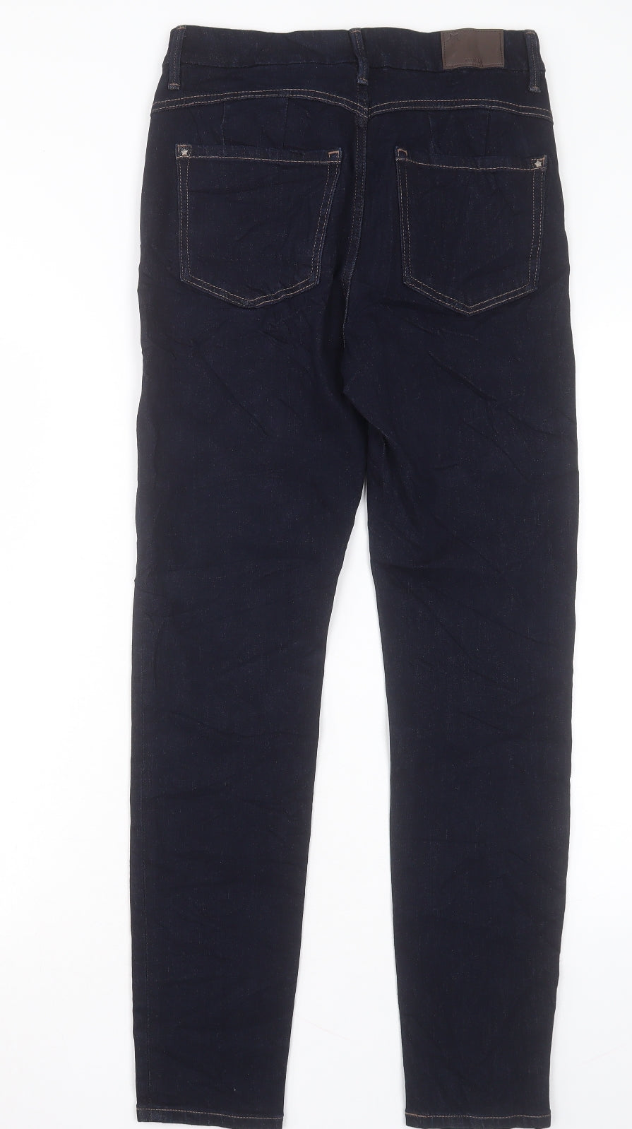 Marks and Spencer Womens Blue Cotton Straight Jeans Size 10 L29 in Regular Button