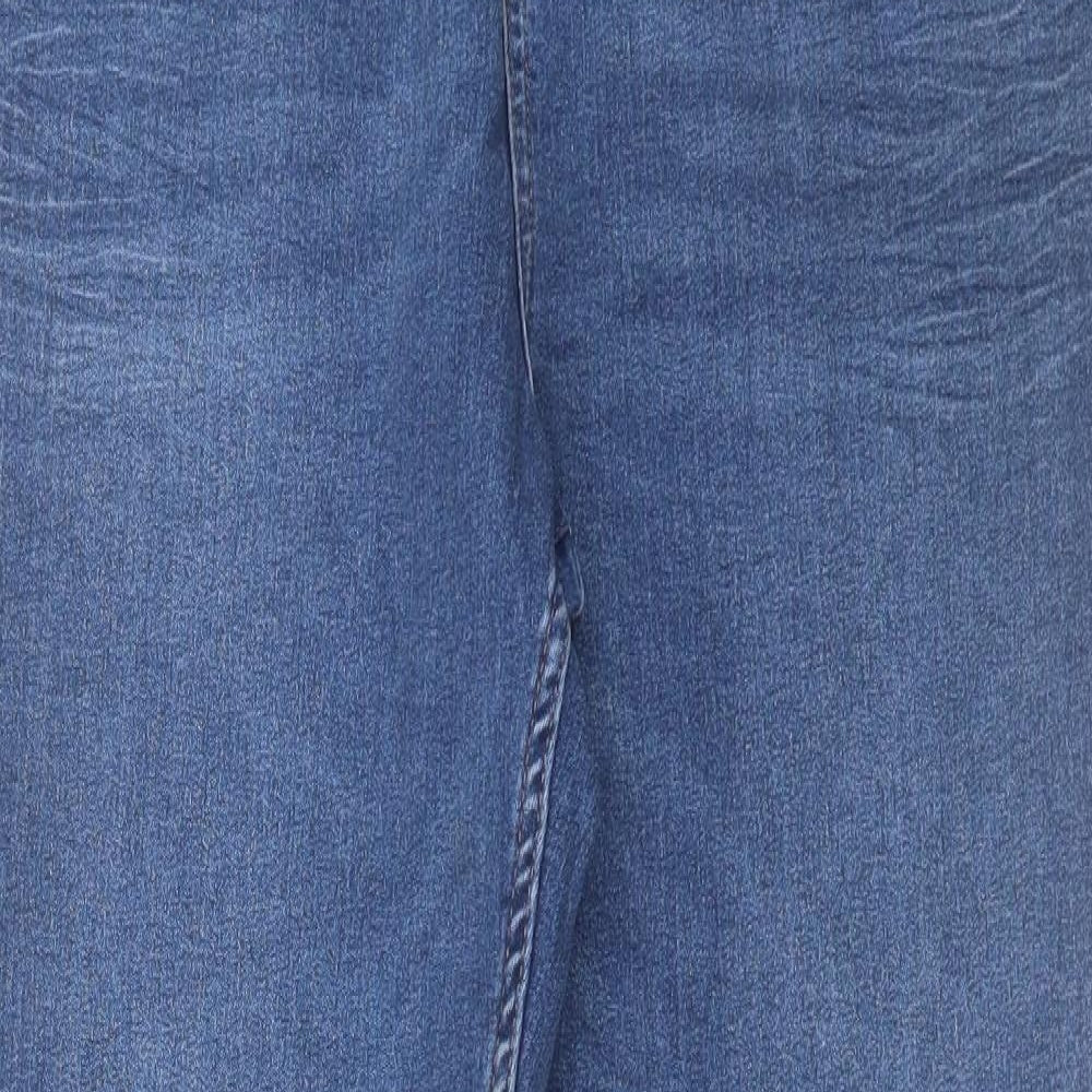 Marks and Spencer Womens Blue Cotton Straight Jeans Size 18 L30 in Slim Button