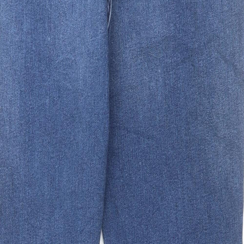 Marks and Spencer Womens Blue Cotton Straight Jeans Size 18 L30 in Slim Button