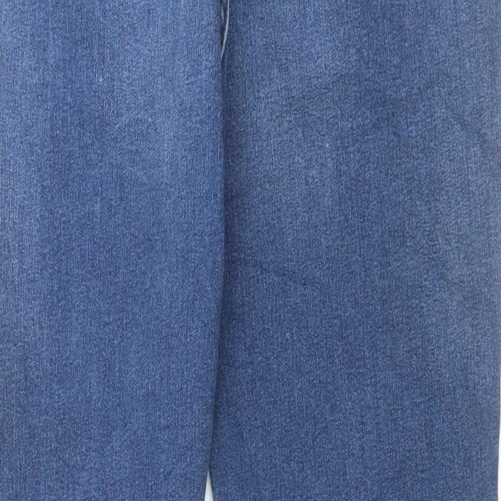 Marks and Spencer Womens Blue Cotton Straight Jeans Size 18 L30 in Slim Button