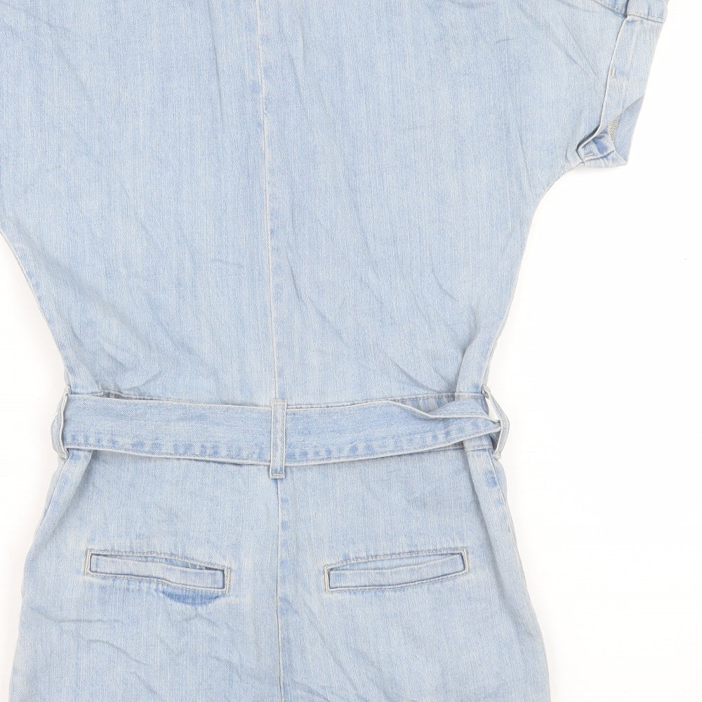NEXT Womens Blue Cotton Jumpsuit One-Piece Size 6 Button