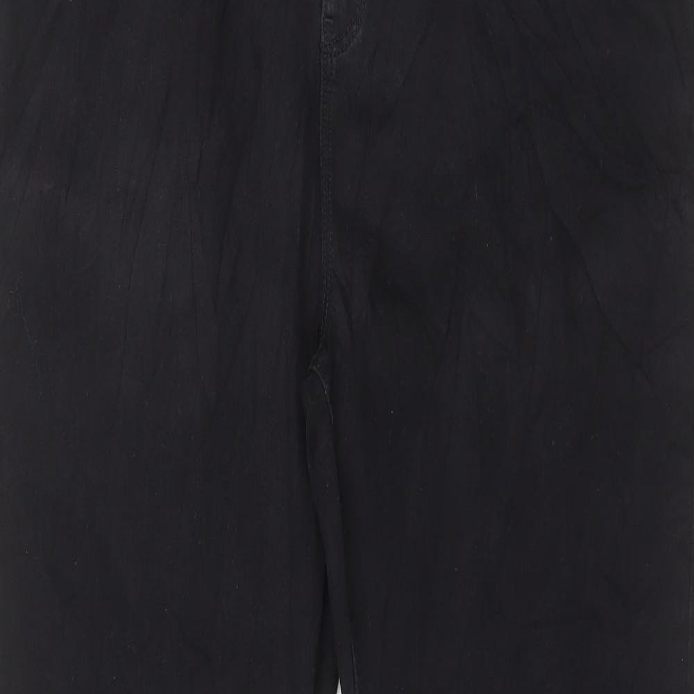 Marks and Spencer Womens Black Cotton Flared Jeans Size 20 L31 in Slim Button