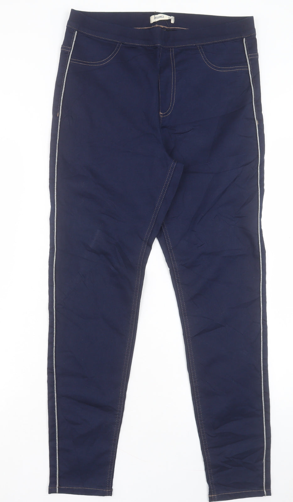 Marks and Spencer Womens Blue Cotton Jegging Trousers Size 14 L28 in Regular