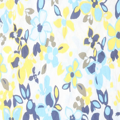 Marks and Spencer Womens Multicoloured Floral Linen Sheath Size 14 V-Neck Pullover