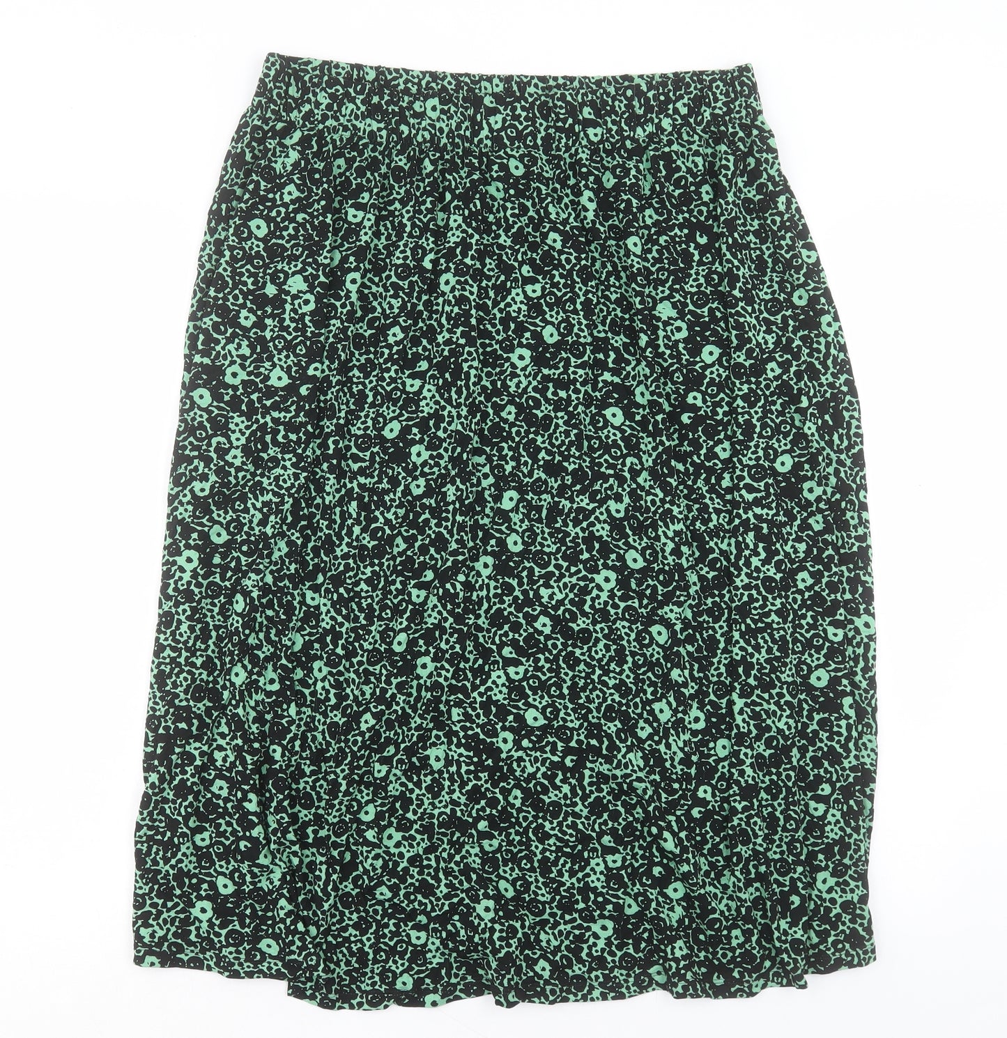 Marks and Spencer Womens Green Geometric Viscose A-Line Skirt Size 14