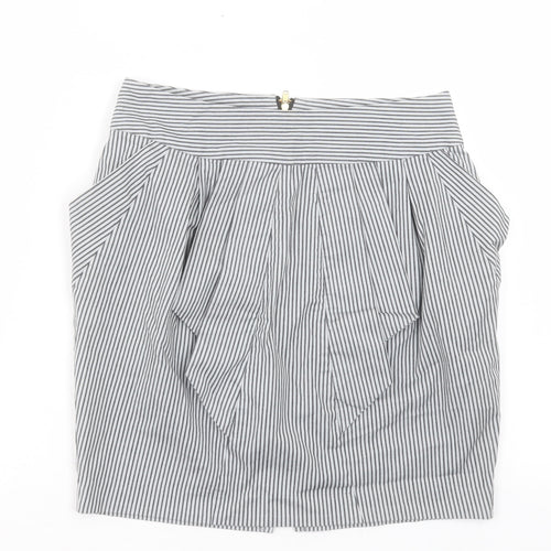 TOKITO Womens Black Striped Polyester A-Line Skirt Size 8 Zip