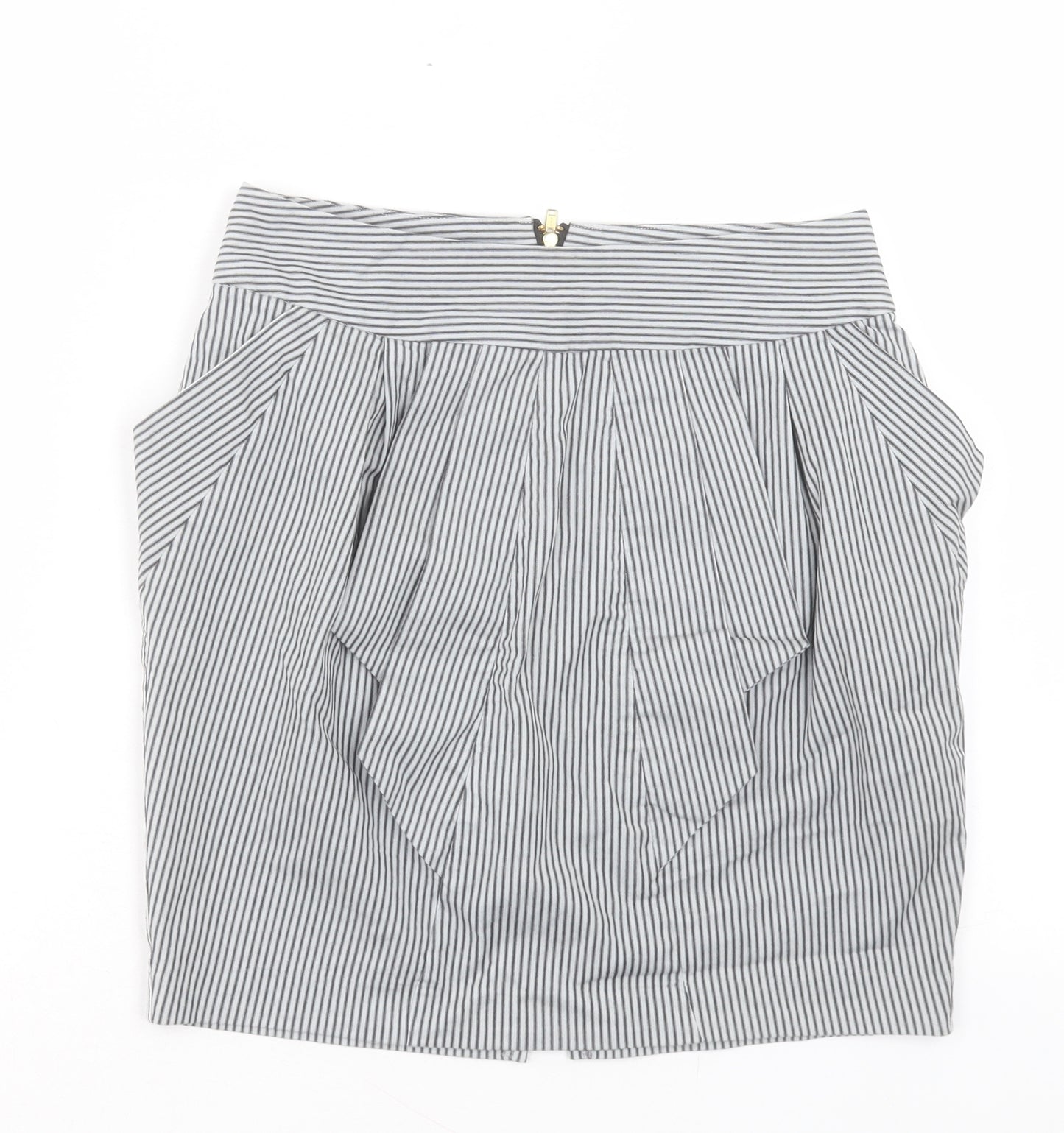 TOKITO Womens Black Striped Polyester A-Line Skirt Size 8 Zip