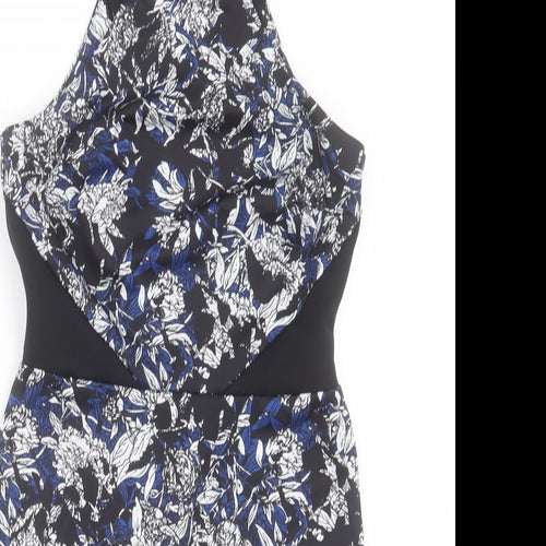Atmosphere Womens Blue Floral Polyester Pencil Dress Size 10 Halter Button
