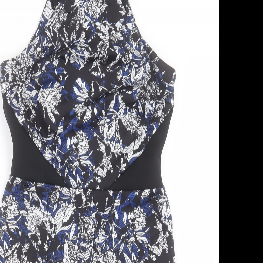 Atmosphere Womens Blue Floral Polyester Pencil Dress Size 10 Halter Button