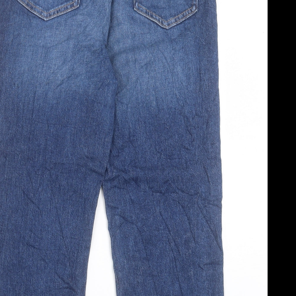 Marks and Spencer Womens Blue Cotton Straight Jeans Size 12 L24 in Regular Button