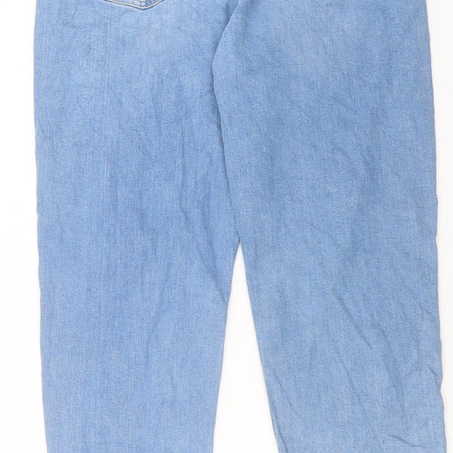 Marks and Spencer Womens Blue Cotton Boyfriend Jeans Size 18 L30 in Regular Button