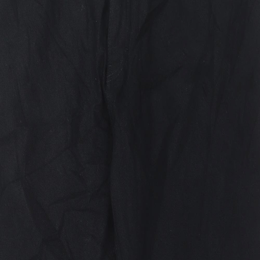 Marks and Spencer Mens Black Cotton Straight Jeans Size 42 in L29 in Regular Button - Short Leg