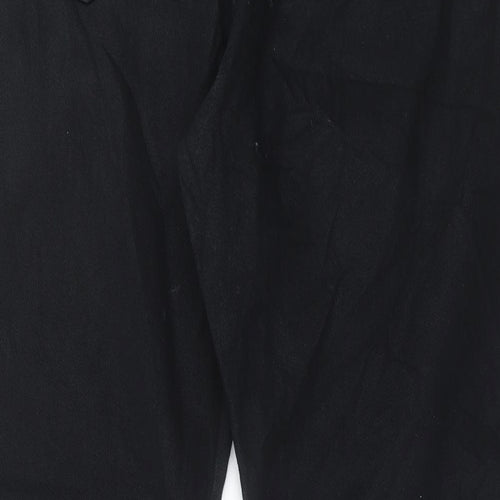 Marks and Spencer Mens Black Cotton Straight Jeans Size 42 in L29 in Regular Button - Short Leg