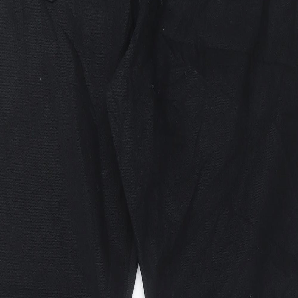 Marks and Spencer Mens Black Cotton Straight Jeans Size 42 in L29 in Regular Button - Short Leg