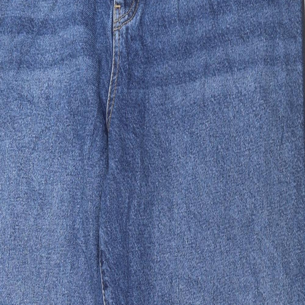Marks and Spencer Womens Blue Cotton Wide-Leg Jeans Size 20 L30 in Regular Button