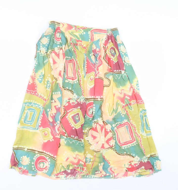 pREWORM Womens Multicoloured Geometric Polyester A-Line Skirt Size M