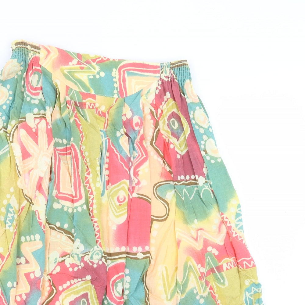 pREWORM Womens Multicoloured Geometric Polyester A-Line Skirt Size M