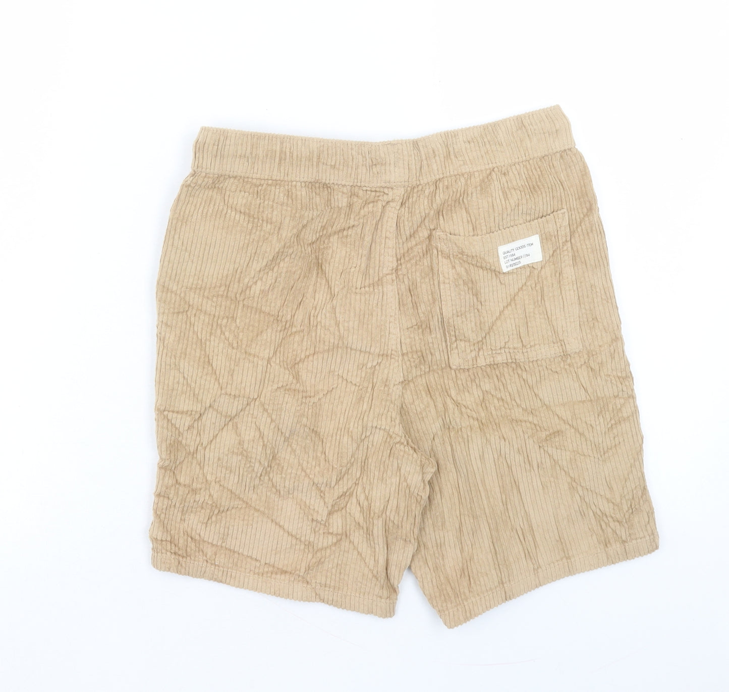 Marks and Spencer Boys Beige Cotton Bermuda Shorts Size 11-12 Years Regular Drawstring