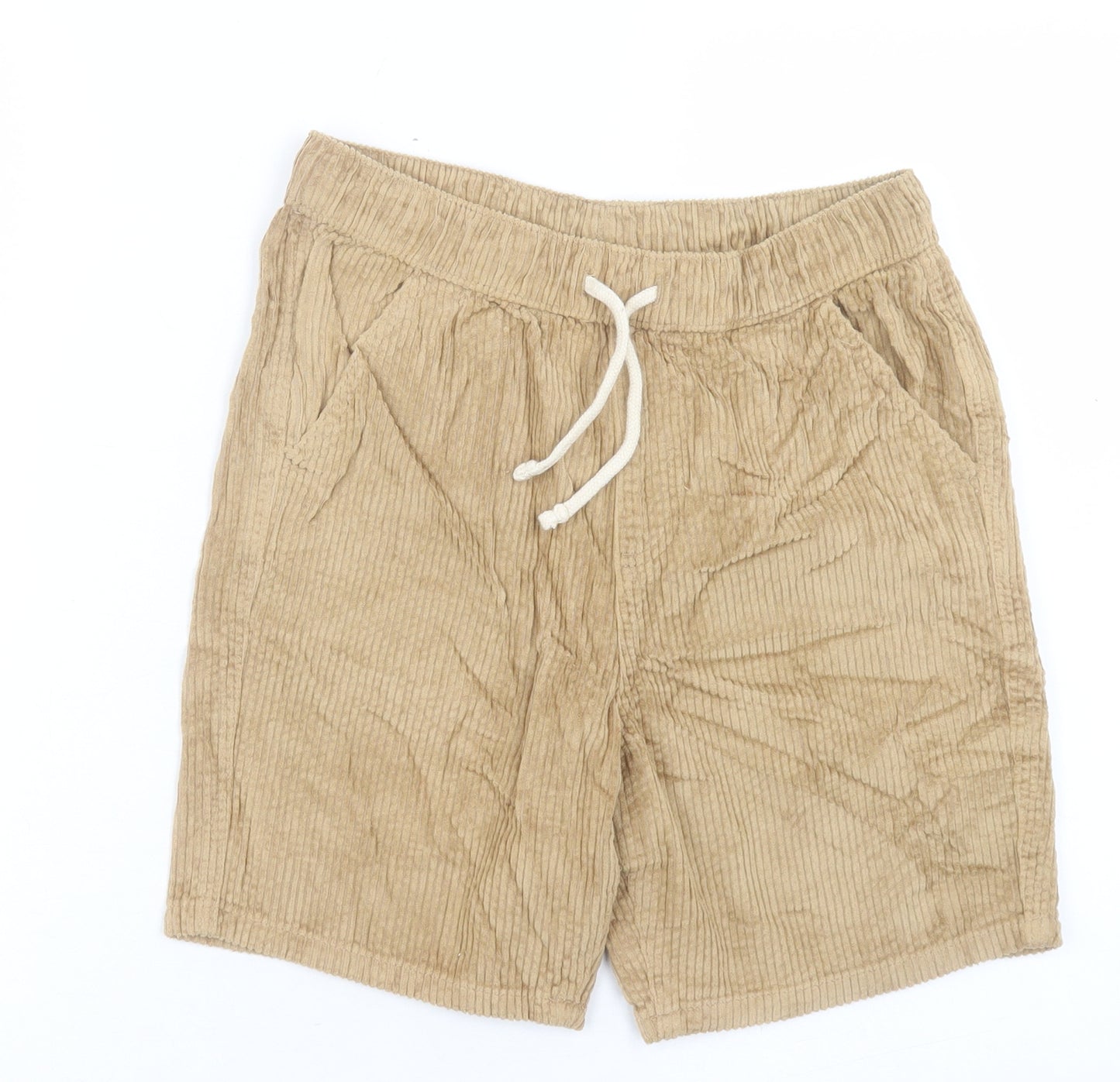 Marks and Spencer Boys Beige Cotton Bermuda Shorts Size 11-12 Years Regular Drawstring