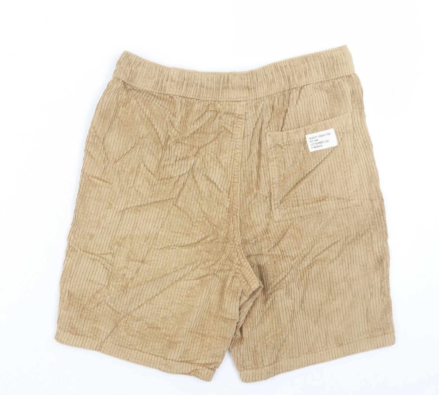 Marks and Spencer Boys Beige Cotton Bermuda Shorts Size 11-12 Years Regular Drawstring