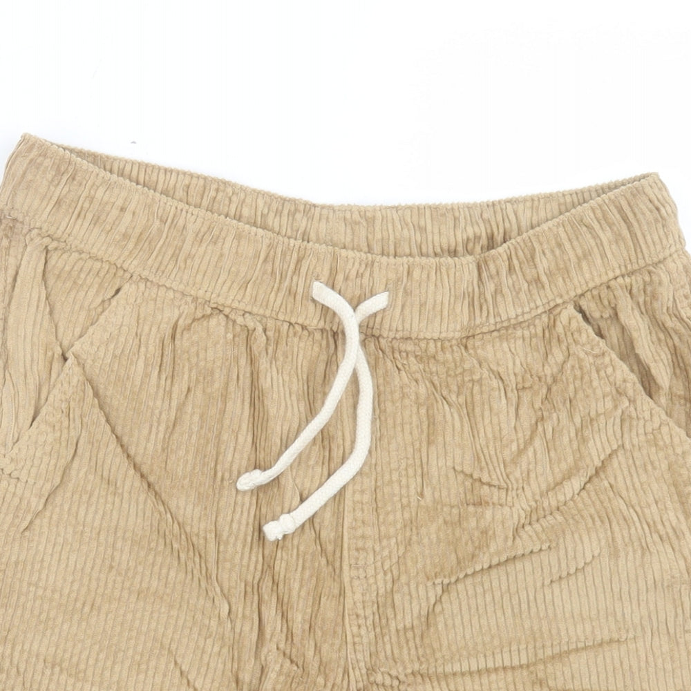 Marks and Spencer Boys Beige Cotton Bermuda Shorts Size 11-12 Years Regular Drawstring
