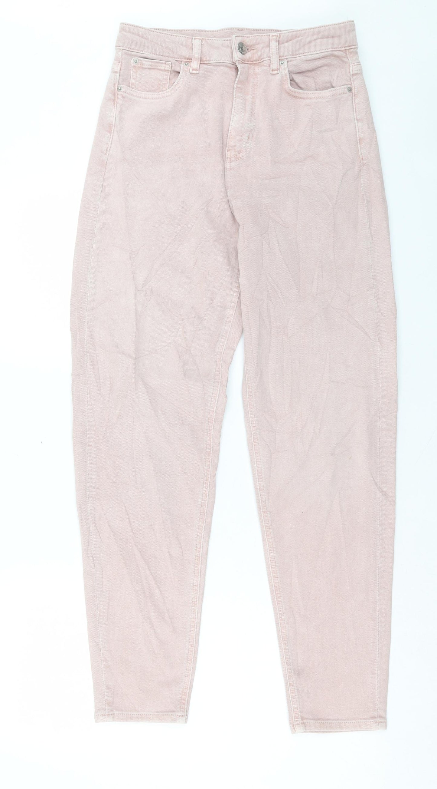 Marks and Spencer Womens Pink Cotton Mom Jeans Size 10 L30 in Regular Button