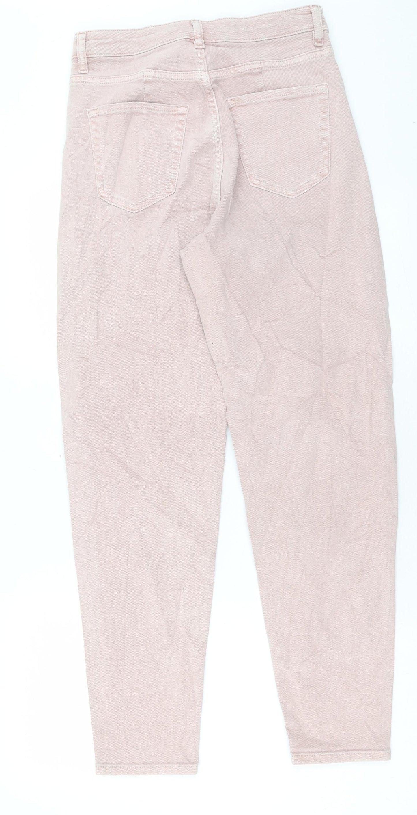 Marks and Spencer Womens Pink Cotton Mom Jeans Size 10 L30 in Regular Button