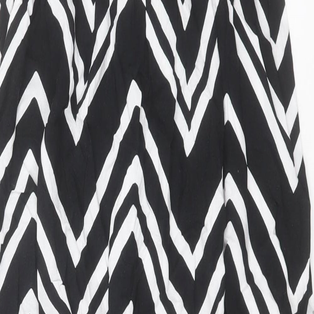 Marks and Spencer Womens Black Striped Viscose A-Line Size 18 Square Neck Pullover