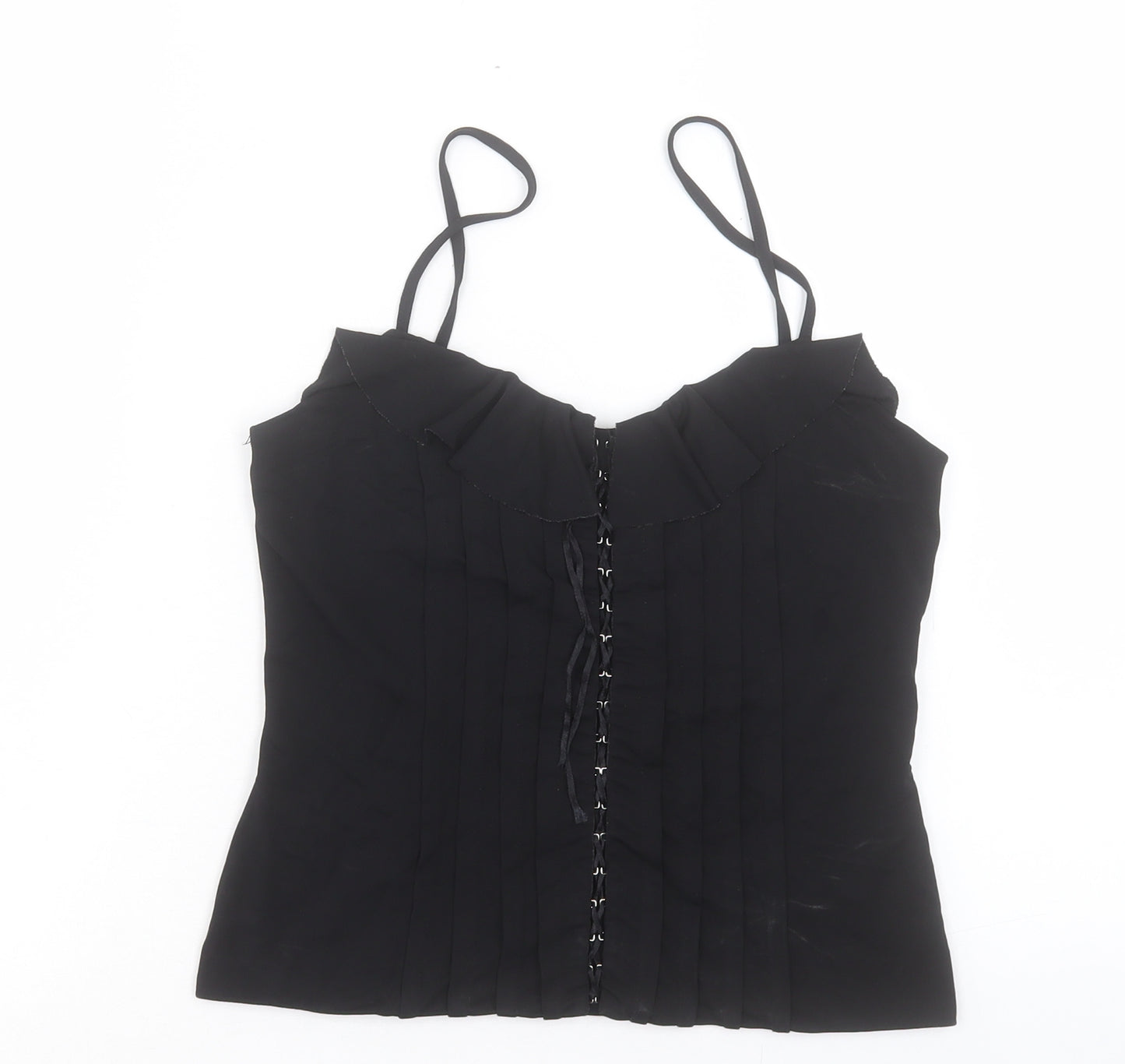 Wallis Womens Black Polyester Basic Tank Size 10 V-Neck