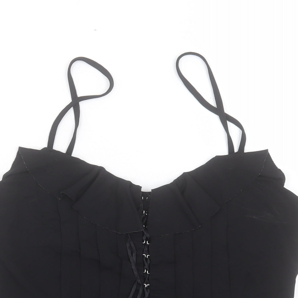 Wallis Womens Black Polyester Basic Tank Size 10 V-Neck