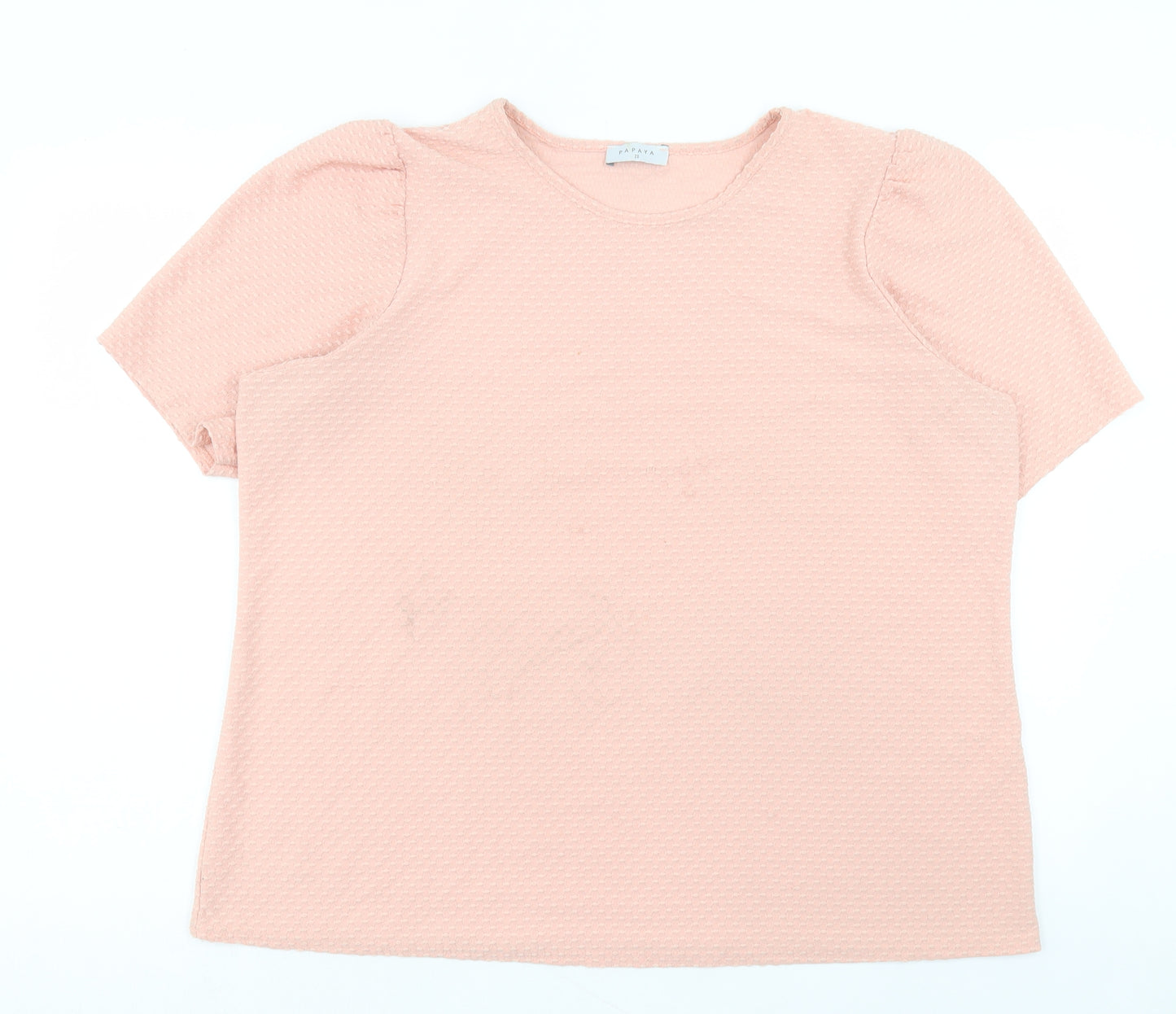 Papaya Womens Pink Polyester Basic T-Shirt Size 20 Crew Neck