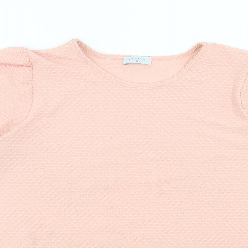 Papaya Womens Pink Polyester Basic T-Shirt Size 20 Crew Neck