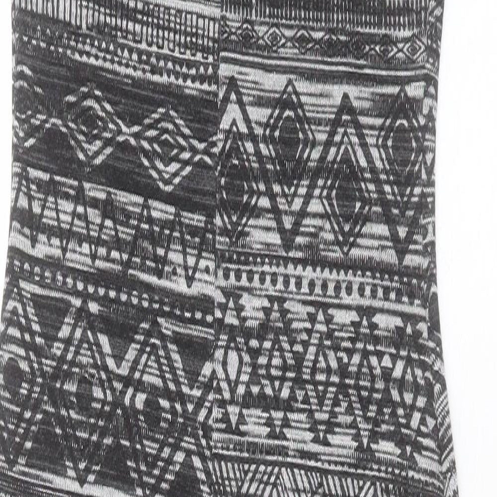 New Look Womens Grey Geometric Viscose Bodycon Size 10 Boat Neck Pullover