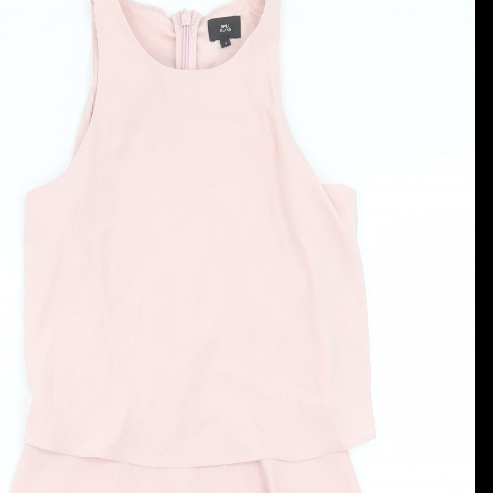 River Island Womens Pink Polyester Playsuit One-Piece Size 10 Zip