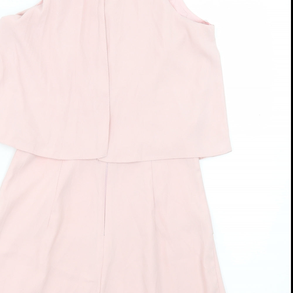 River Island Womens Pink Polyester Playsuit One-Piece Size 10 Zip