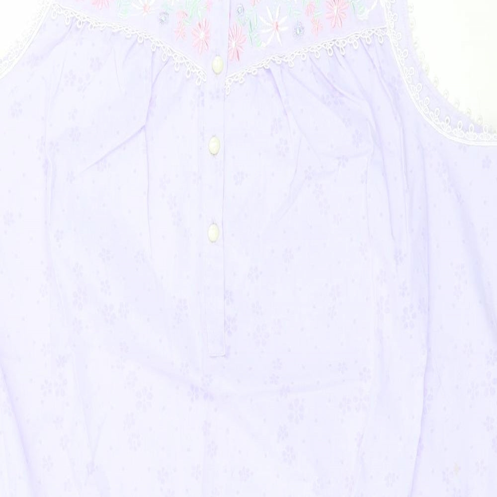 Marks and Spencer Womens Purple Floral Polyester Top Dress Size 16 Button