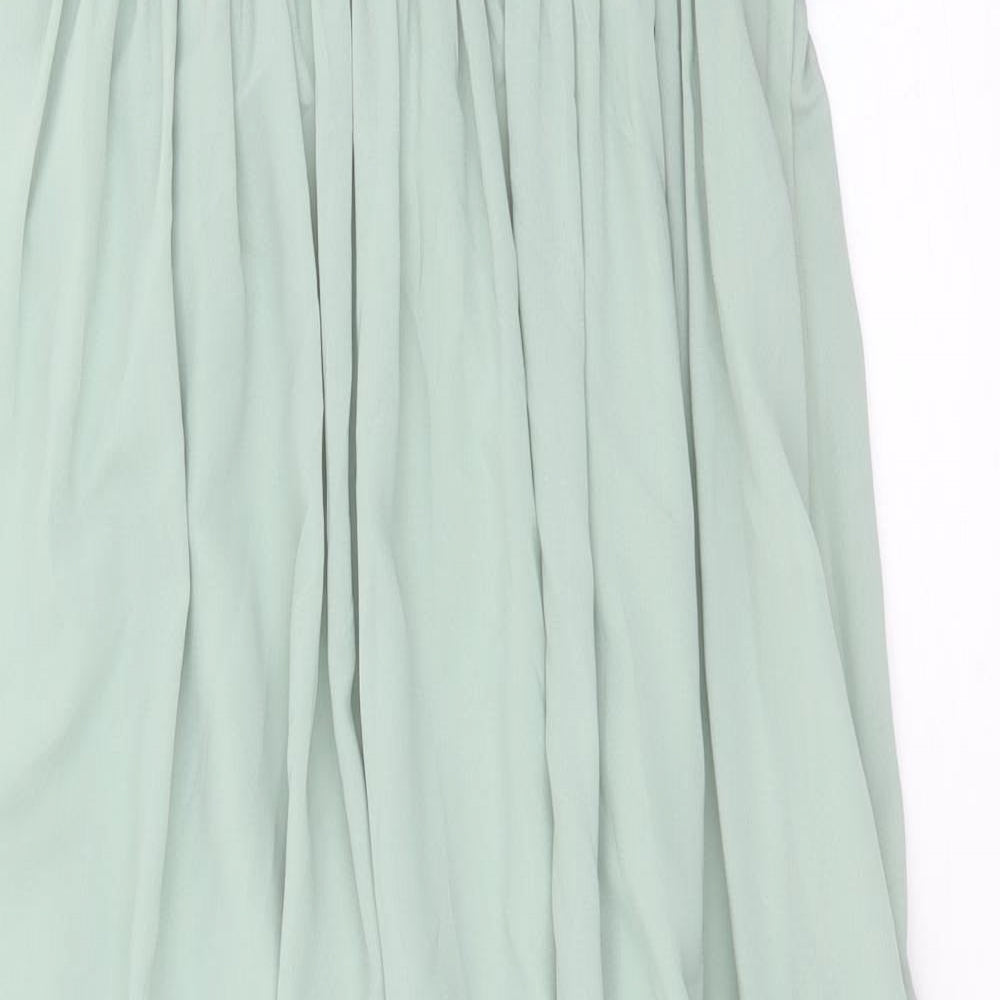 H&M Womens Green Polyester A-Line Size 10 One Shoulder Zip