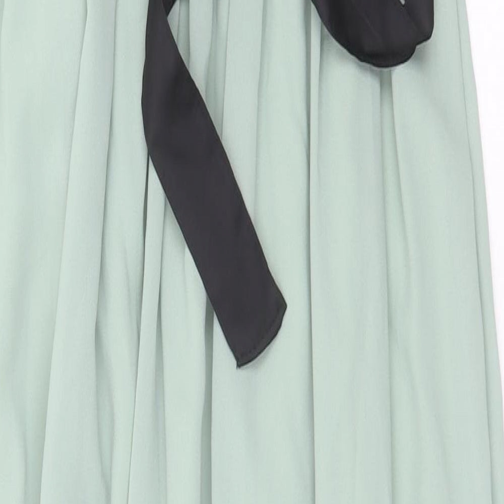 H&M Womens Green Polyester A-Line Size 10 One Shoulder Zip